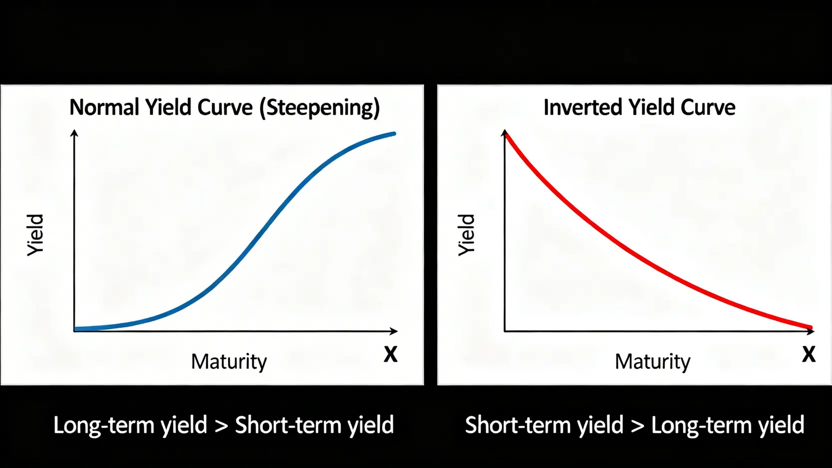 正常與倒掛的殖利率曲線形態對比圖