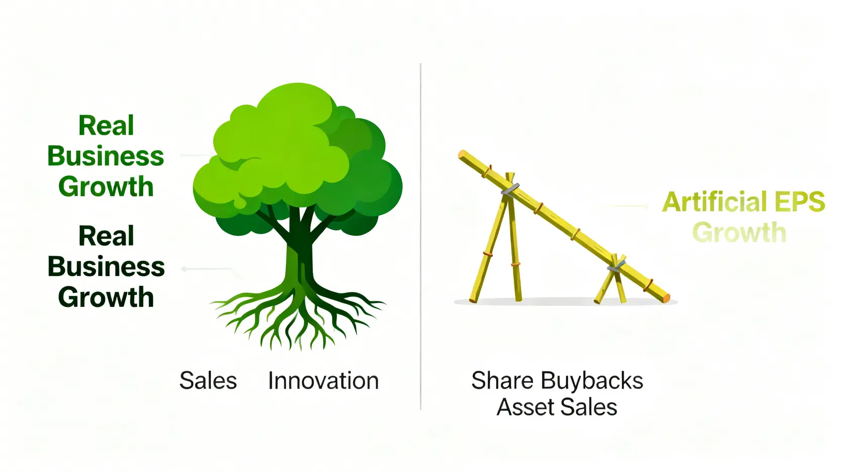 健康EPS成長與人工EPS成長的對比圖