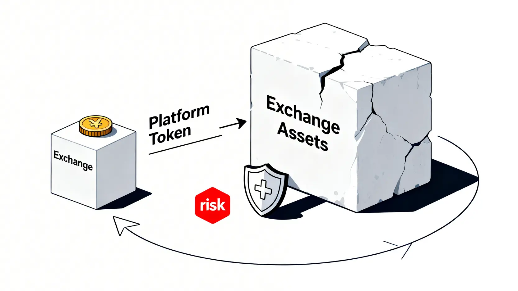 圖解說明交易所使用自身平台幣作為資產抵押品的內部循環風險模型
