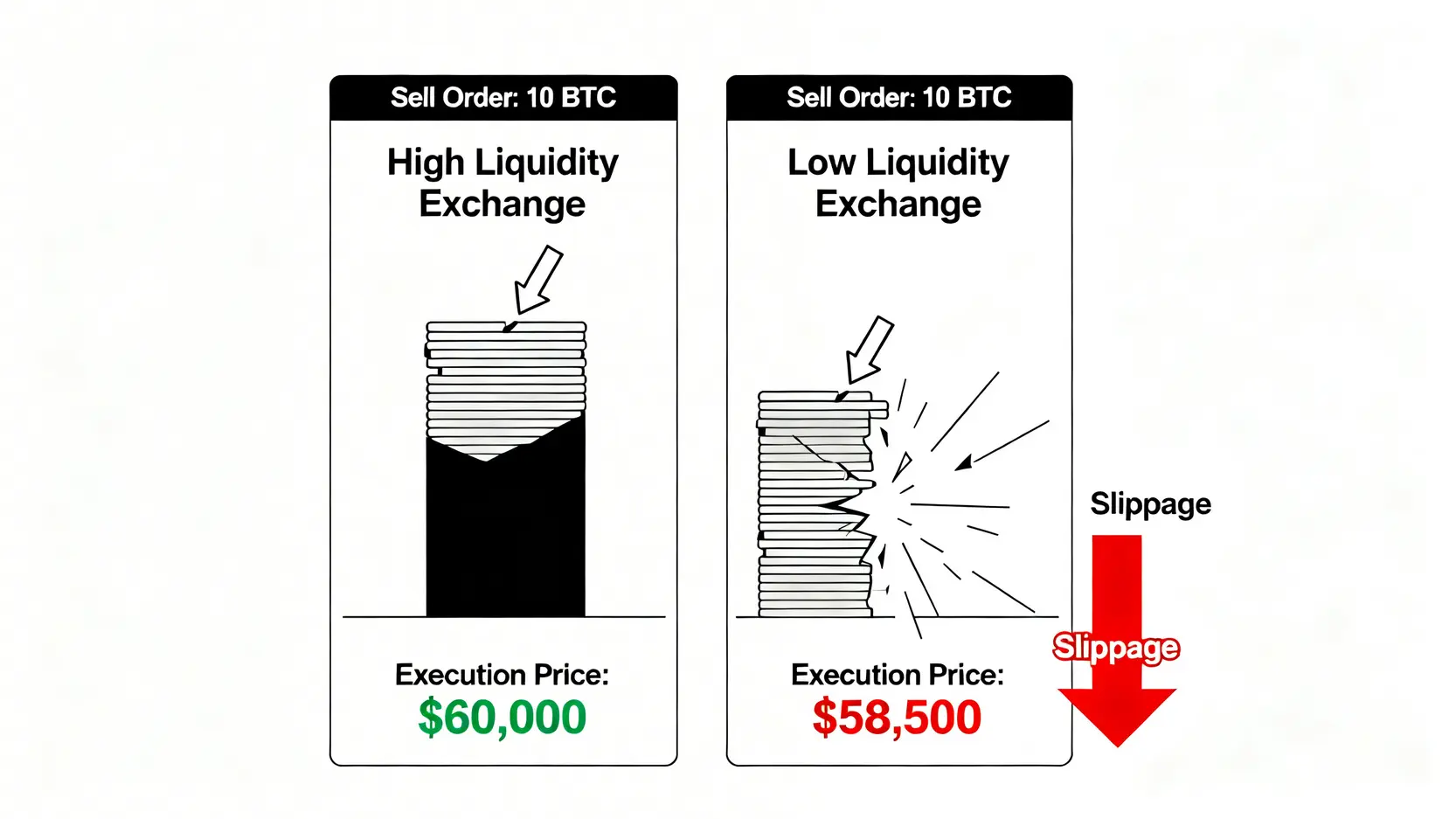 高流動性與低流動性交易所的滑價風險對比