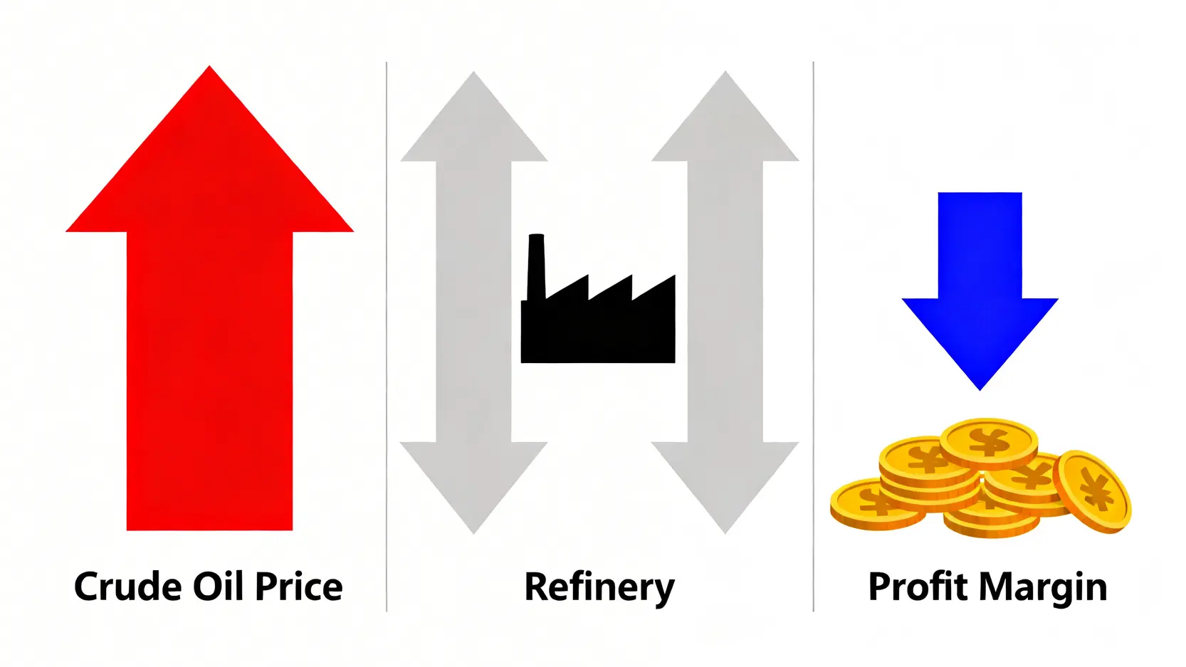 概念圖解高油價如何擠壓下游煉油廠的利潤空間