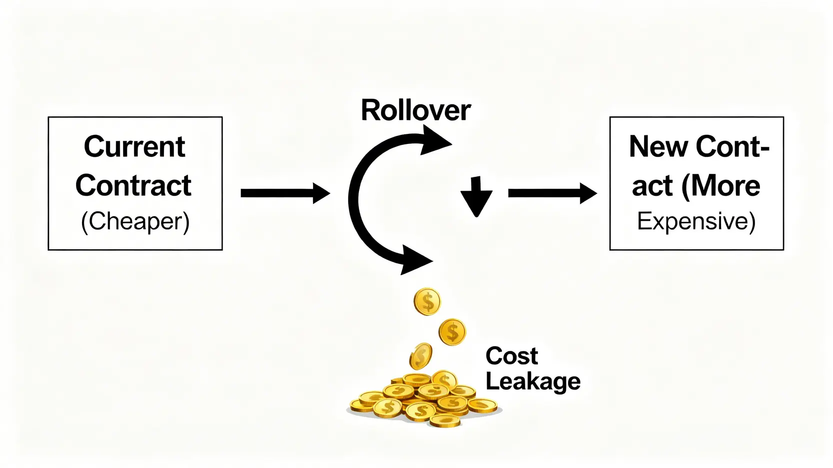 期貨ETF轉倉成本示意圖,顯示因賣出近月合約買入較貴的遠月合約而導致的價值損耗。